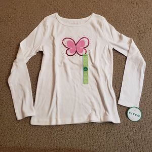 CIRCO Youth Girls White Butterfly L/S - L NWT